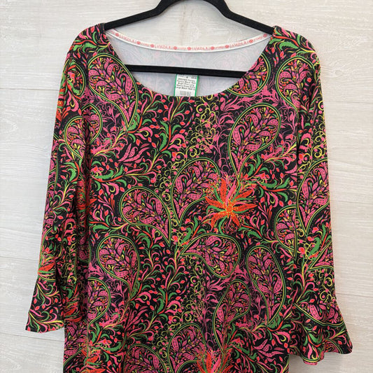 Parisou Black/ Multi Bright Print Long Sleeve Dress Extra Large