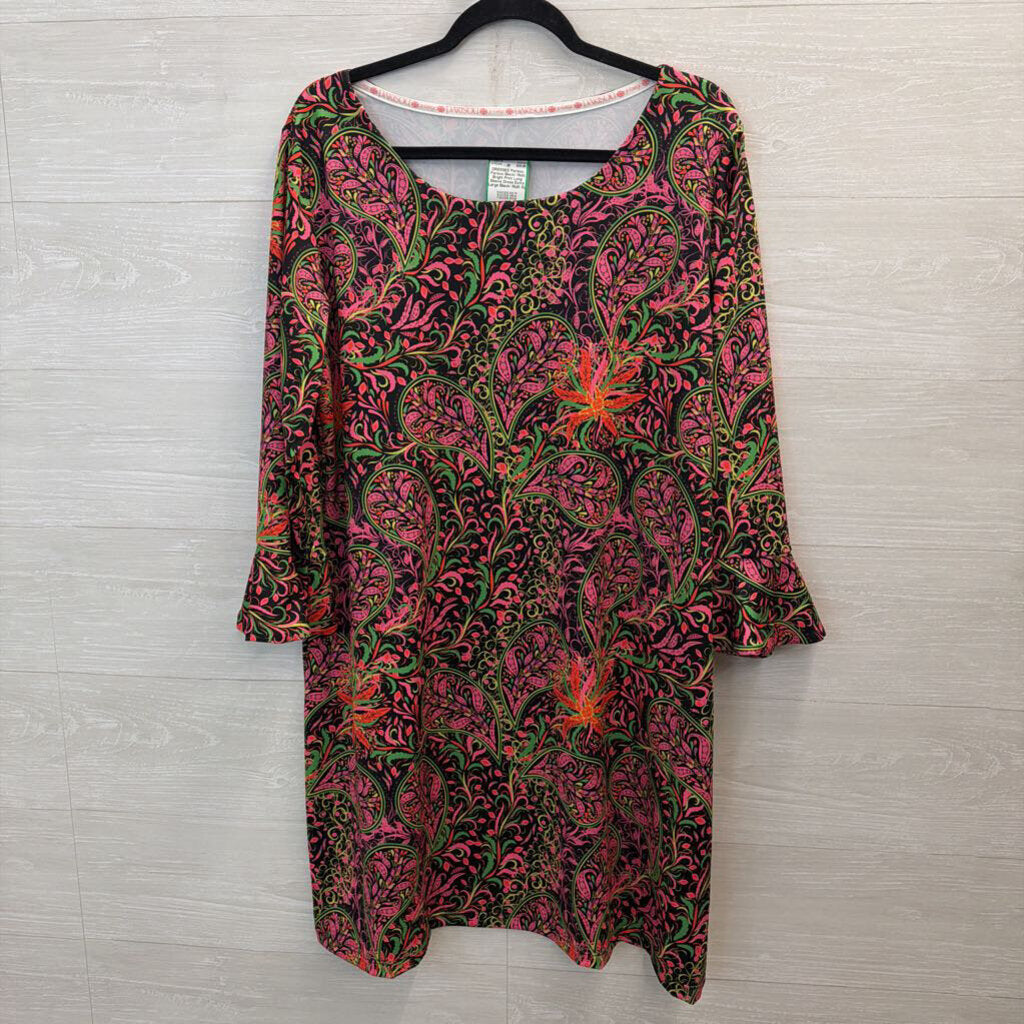 Parisou Black/ Multi Bright Print Long Sleeve Dress Extra Large