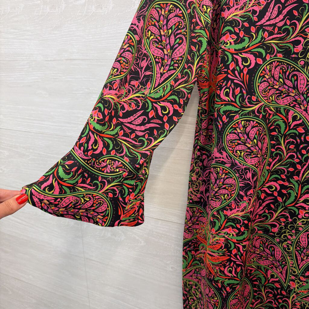 Parisou Black/ Multi Bright Print Long Sleeve Dress Extra Large