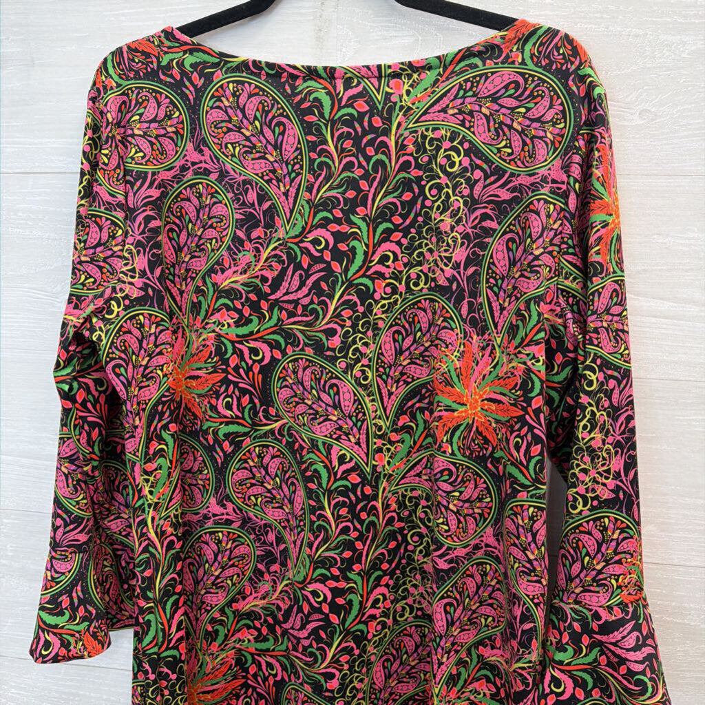 Parisou Black/ Multi Bright Print Long Sleeve Dress Extra Large