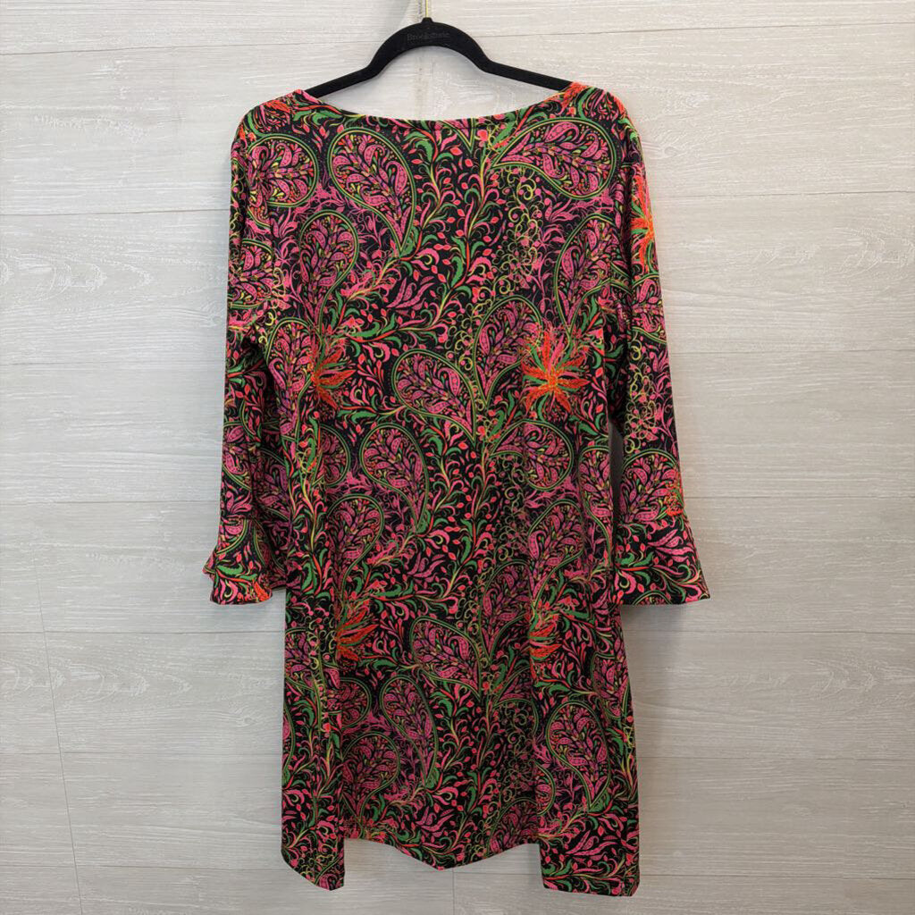 Parisou Black/ Multi Bright Print Long Sleeve Dress Extra Large