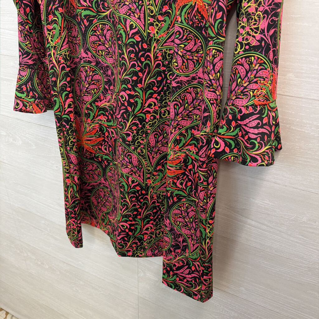 Parisou Black/ Multi Bright Print Long Sleeve Dress Extra Large
