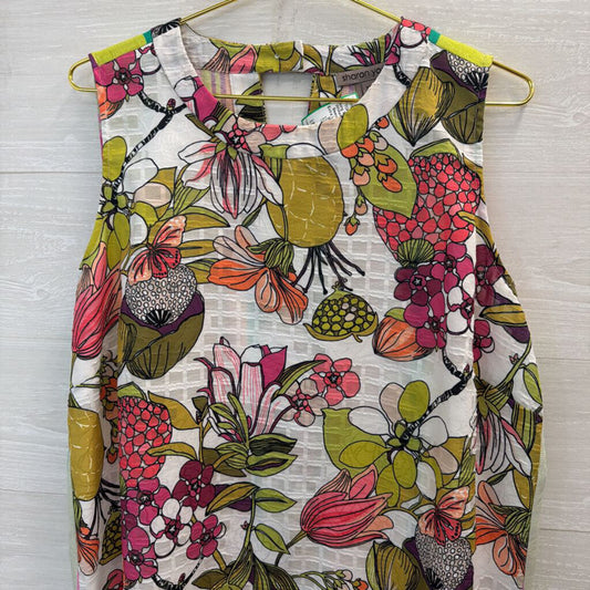 Sharon Young White/ Multi Print Sleeveless Top Extra Large