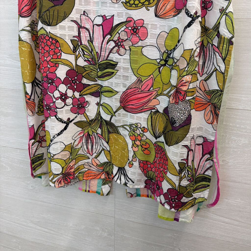 Sharon Young White/ Multi Print Sleeveless Top Extra Large