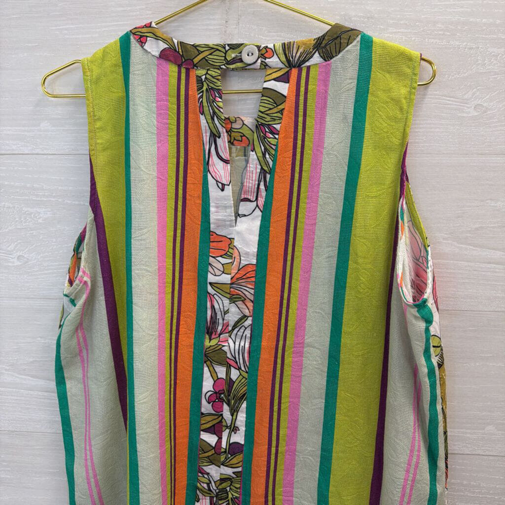 Sharon Young White/ Multi Print Sleeveless Top Extra Large