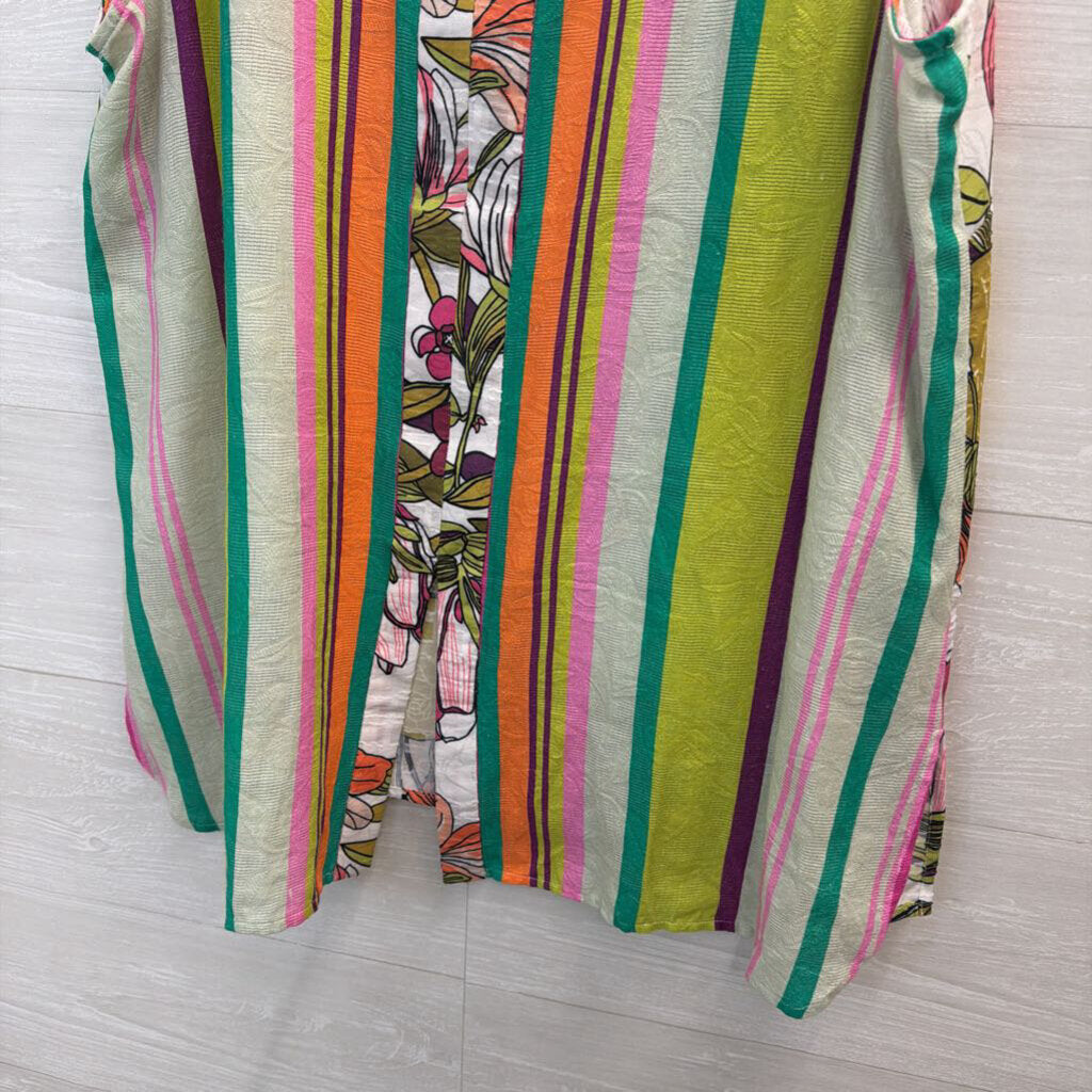 Sharon Young White/ Multi Print Sleeveless Top Extra Large