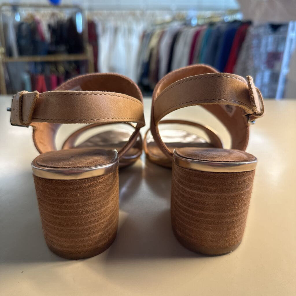 Toms Rose Gold/ Pink Suede Poppy Heel Sandals 8.5