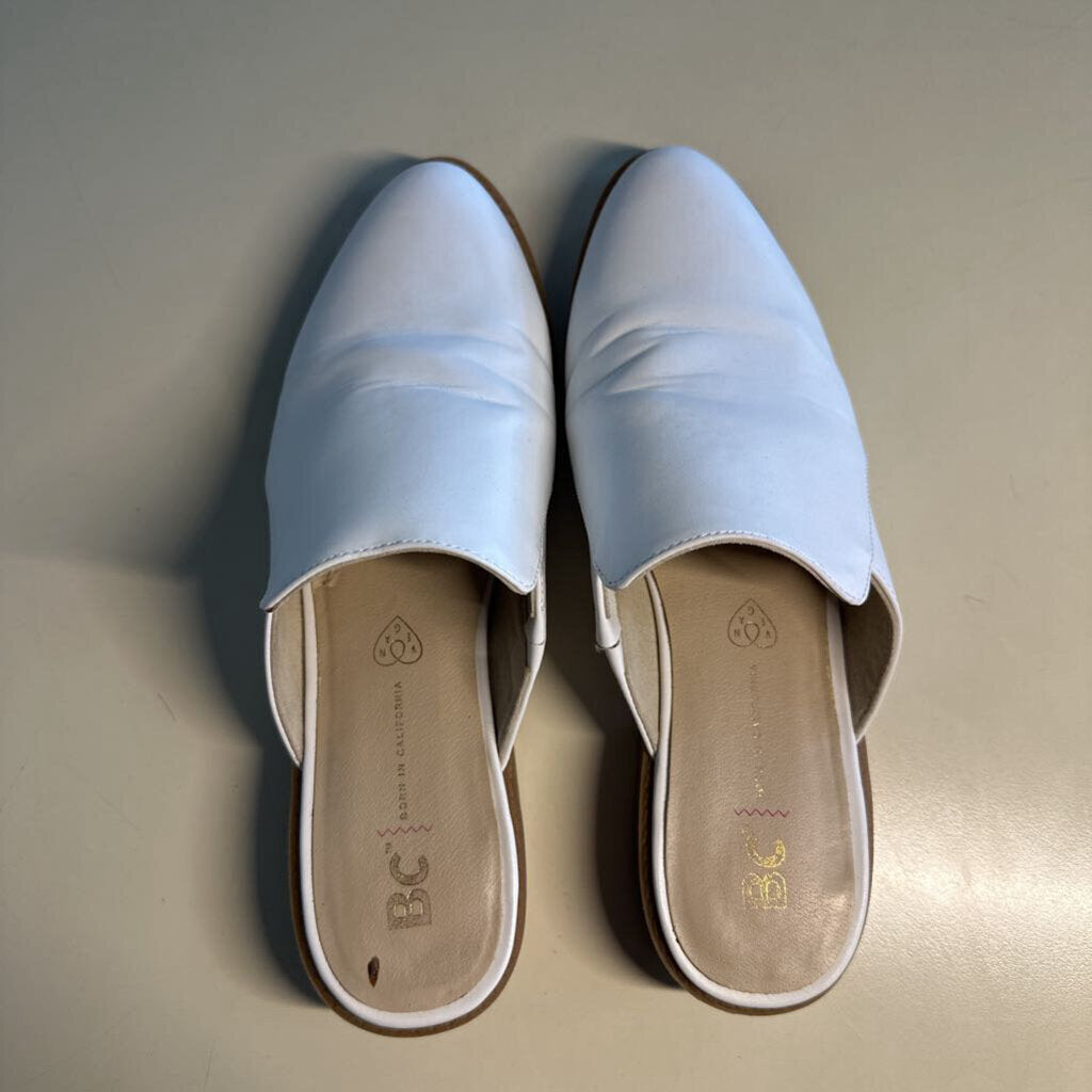 BC White Leather Austin Mules 8