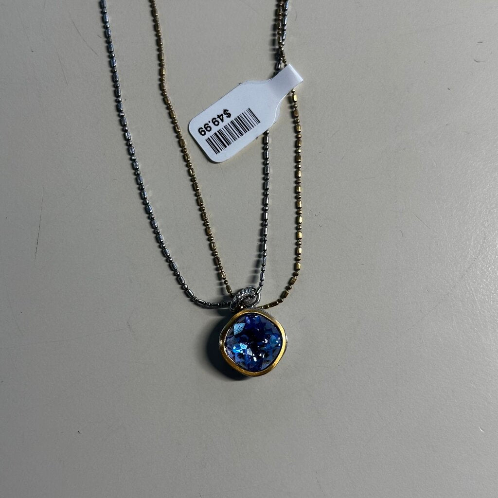 Brighton Gold/ Silver Blue Stone Pendant Necklace