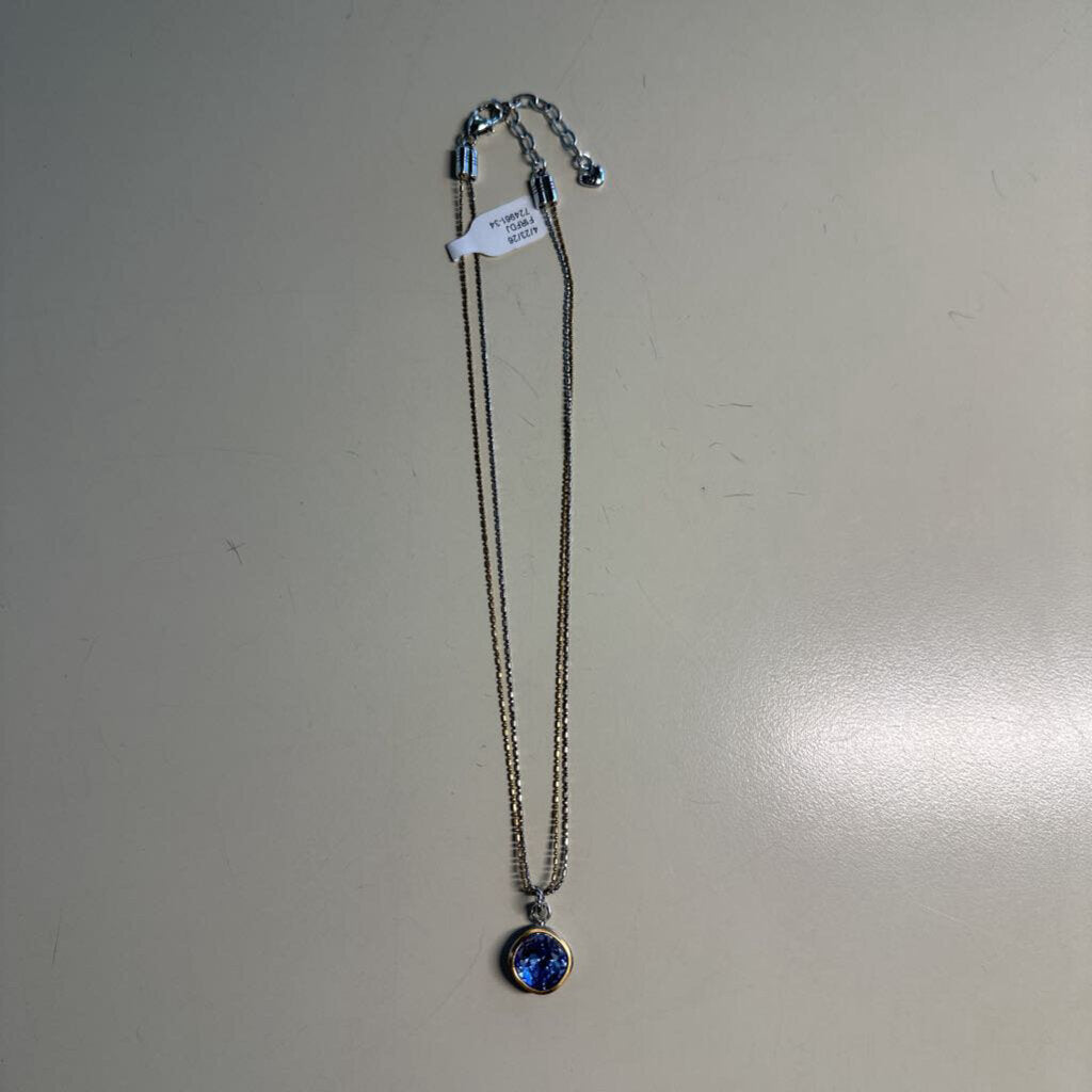 Brighton Gold/ Silver Blue Stone Pendant Necklace