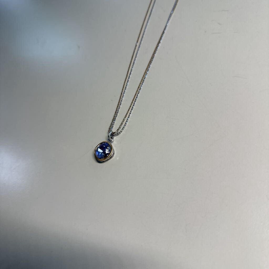 Brighton Gold/ Silver Blue Stone Pendant Necklace