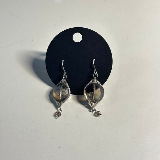 Anne Vaughan Silver/ Grey Stone Earrings