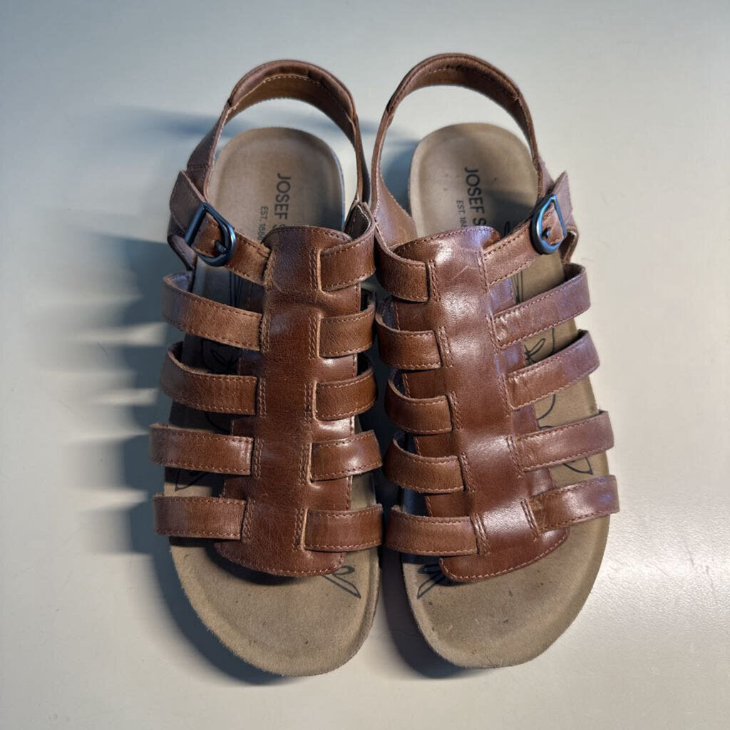 Josef Seibel Brown Leather Strappy Tongo 81 Sandals 41