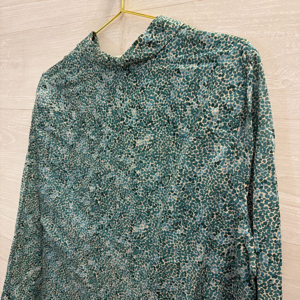 Coldwater Creek Blue/ Green Print Long Sleeve Button Down Top 2X