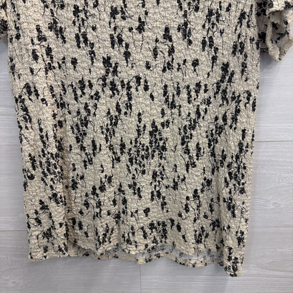 Worthington White/ Black Stretch Print Short Sleeve Top 1X