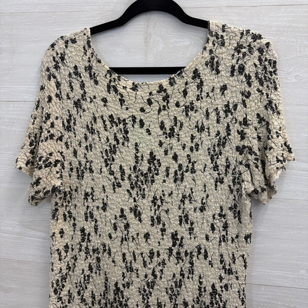 Worthington White/ Black Stretch Print Short Sleeve Top 1X
