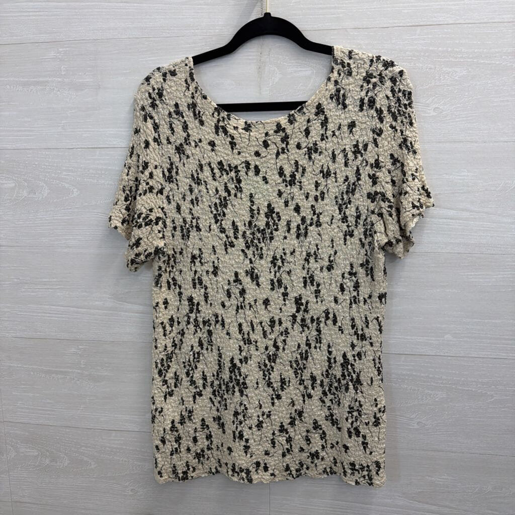 Worthington White/ Black Stretch Print Short Sleeve Top 1X
