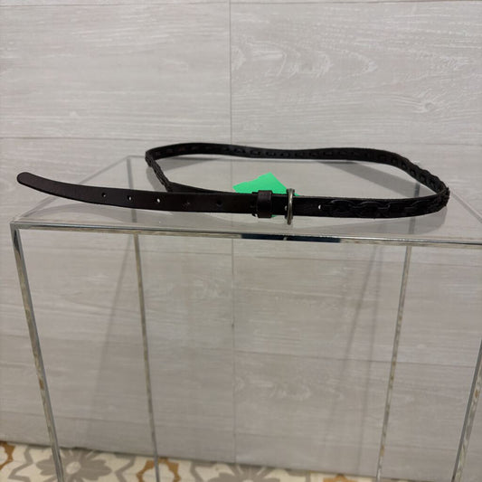 Thin Black Leather Woven Detail Belt Medium/ Large