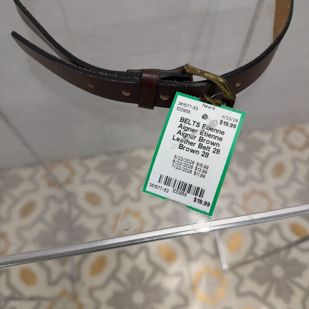 Etienne Aigner Brown Leather Belt 28