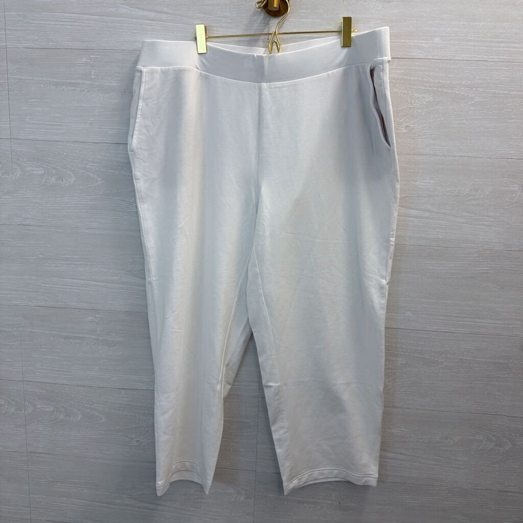 Pure Jill White Wide Leg Cropped Pull On Pants 2X