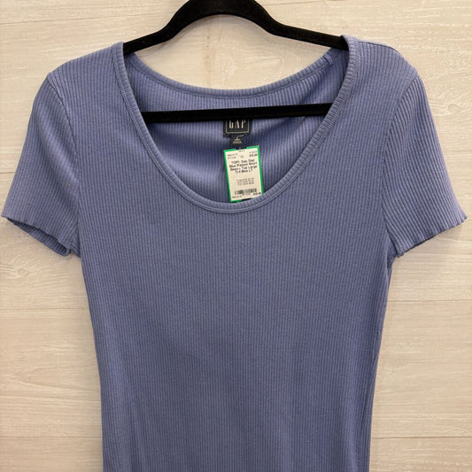 Gap Blue Ribbed Short Sleeve Top Large Tall