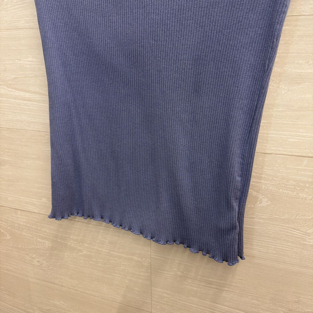 Gap Blue Ribbed Short Sleeve Top Large Tall