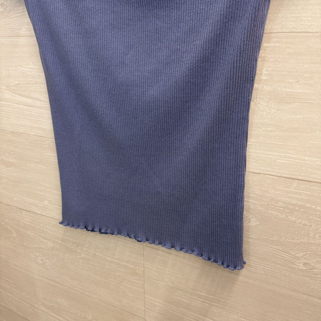 Gap Blue Ribbed Short Sleeve Top Large Tall