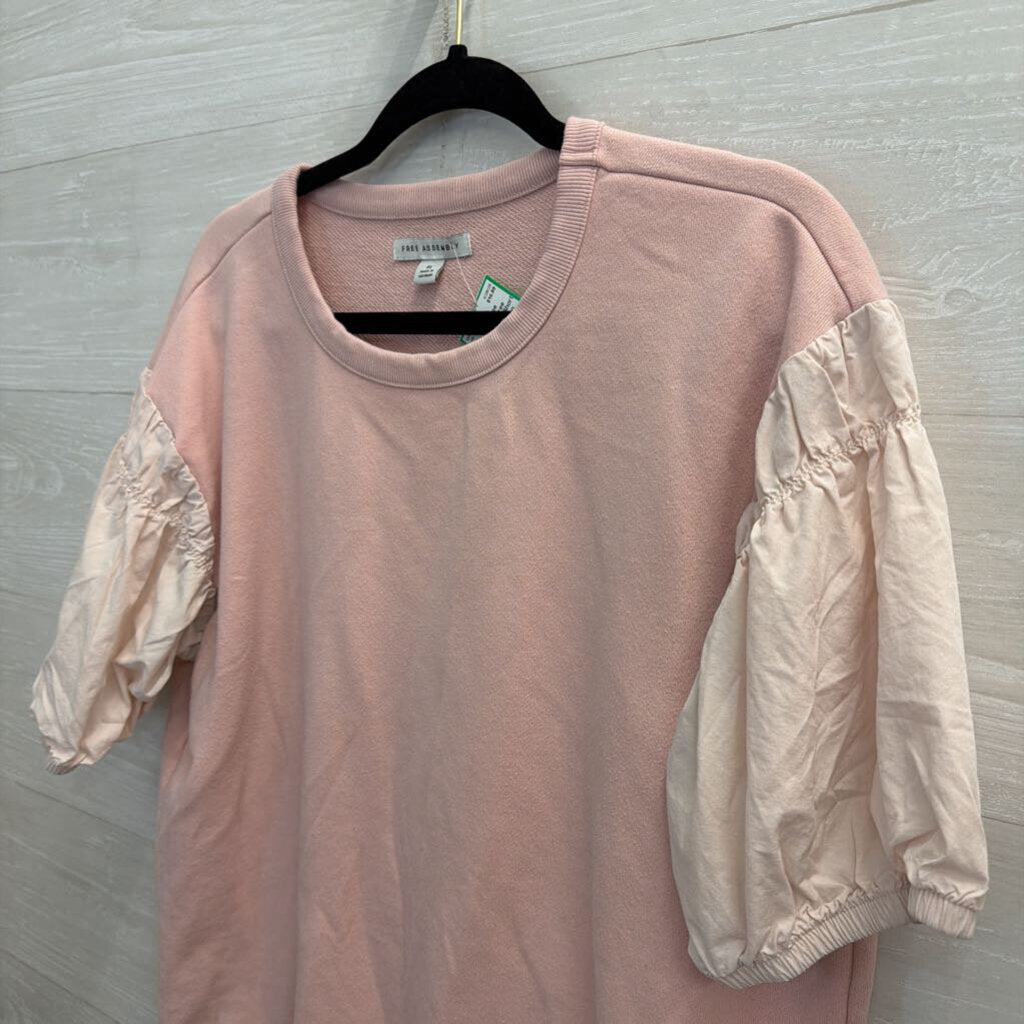 Free Assembly Pink Short Puff Sleeve Top Extra Large