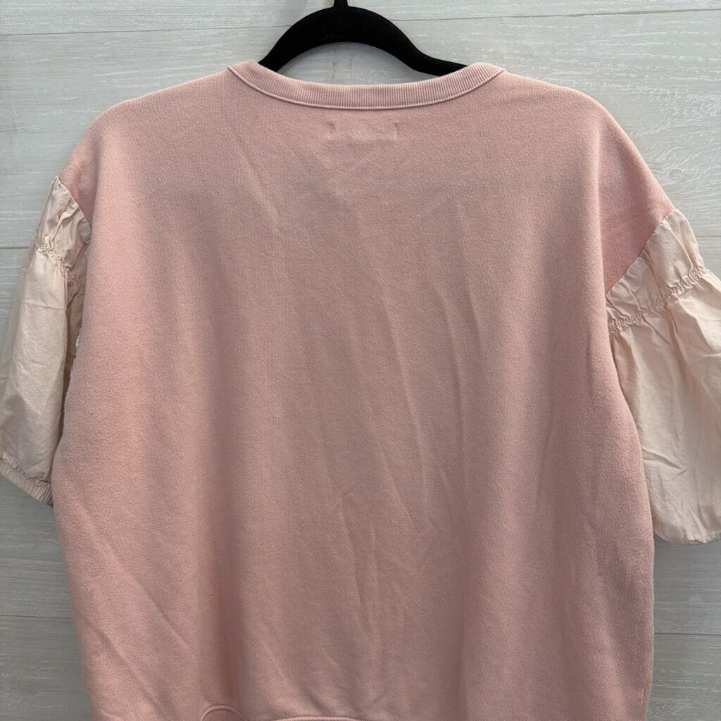 Free Assembly Pink Short Puff Sleeve Top Extra Large