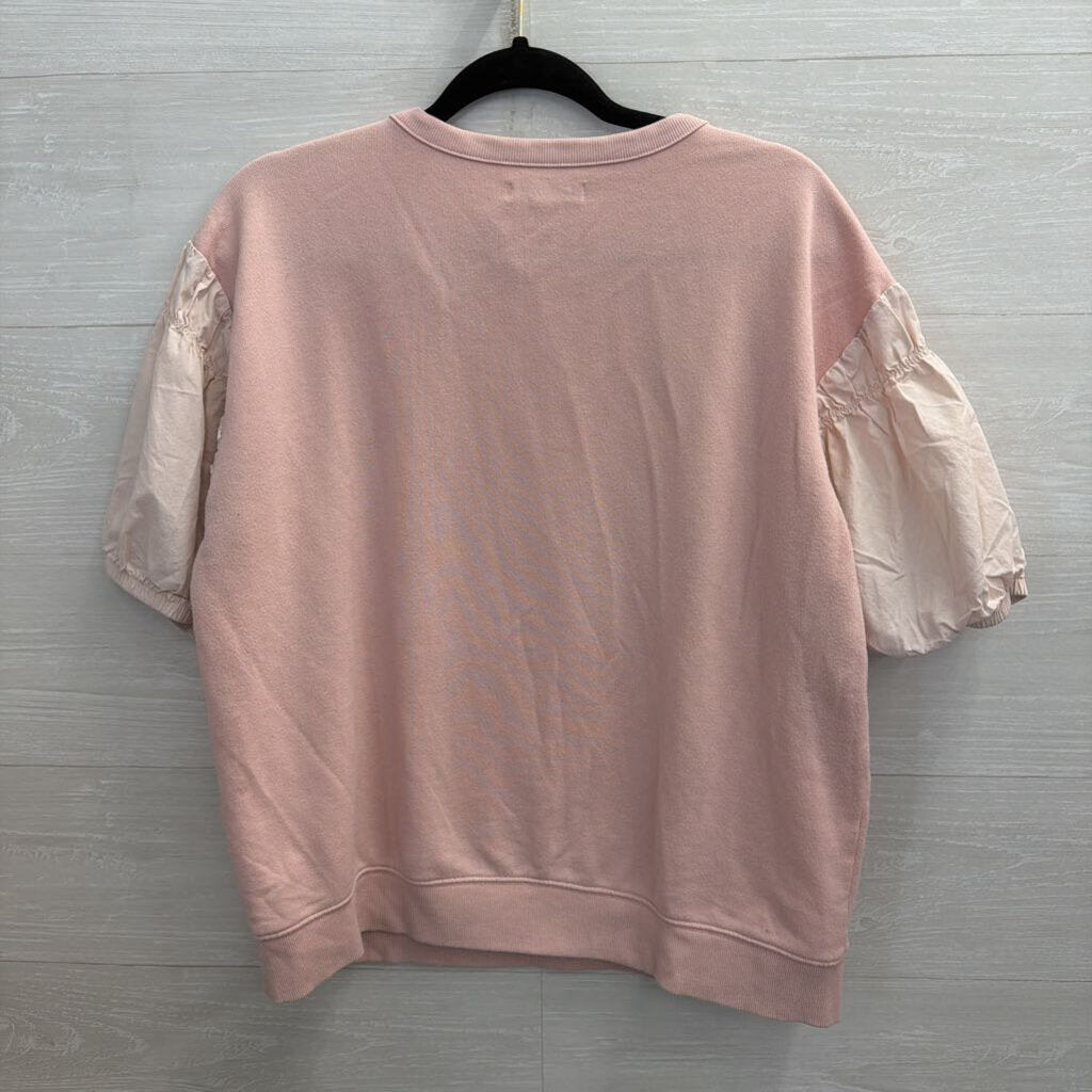 Free Assembly Pink Short Puff Sleeve Top Extra Large