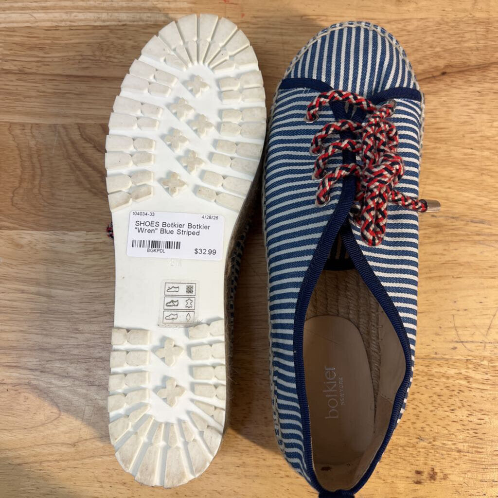 Botkier "Wren" Blue Striped Espadrilles 8.0