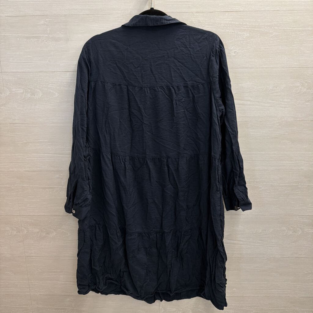 J Jill Navy Long Sleeve Button Down Dress Extra Large Petite