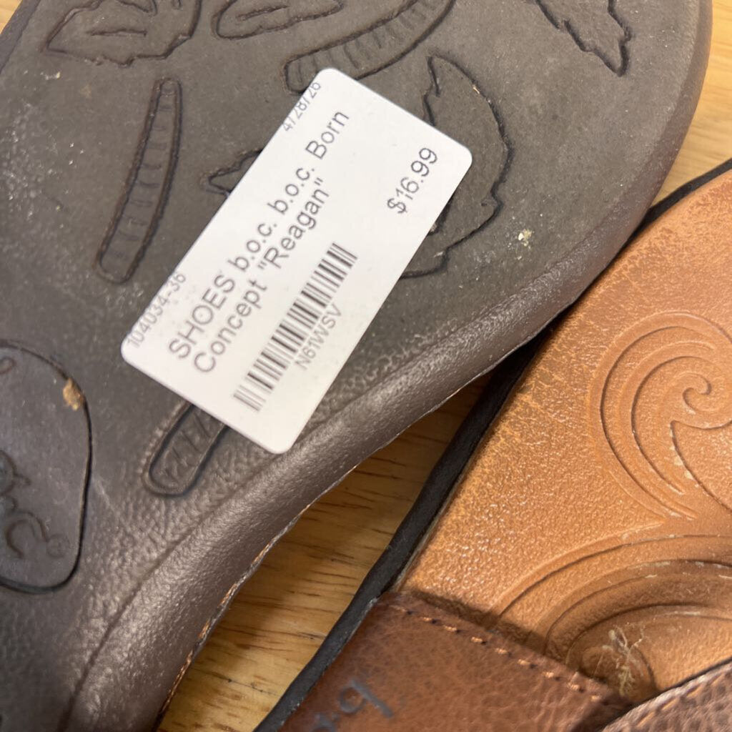 b.o.c. Born Concept "Reagan" Brown Thong Slingback 8.0