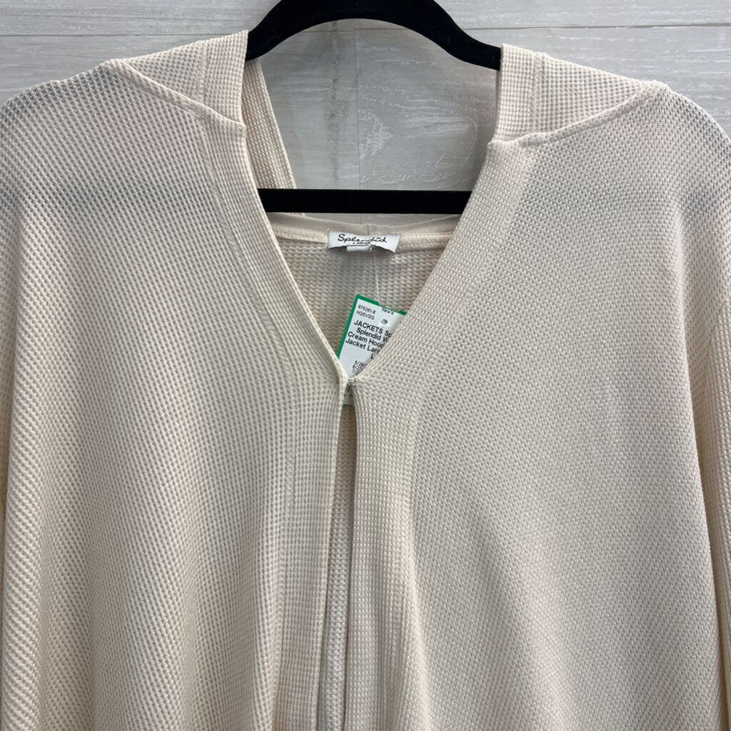 Splendid Waffle Cream Hooded Light Jacket Large
