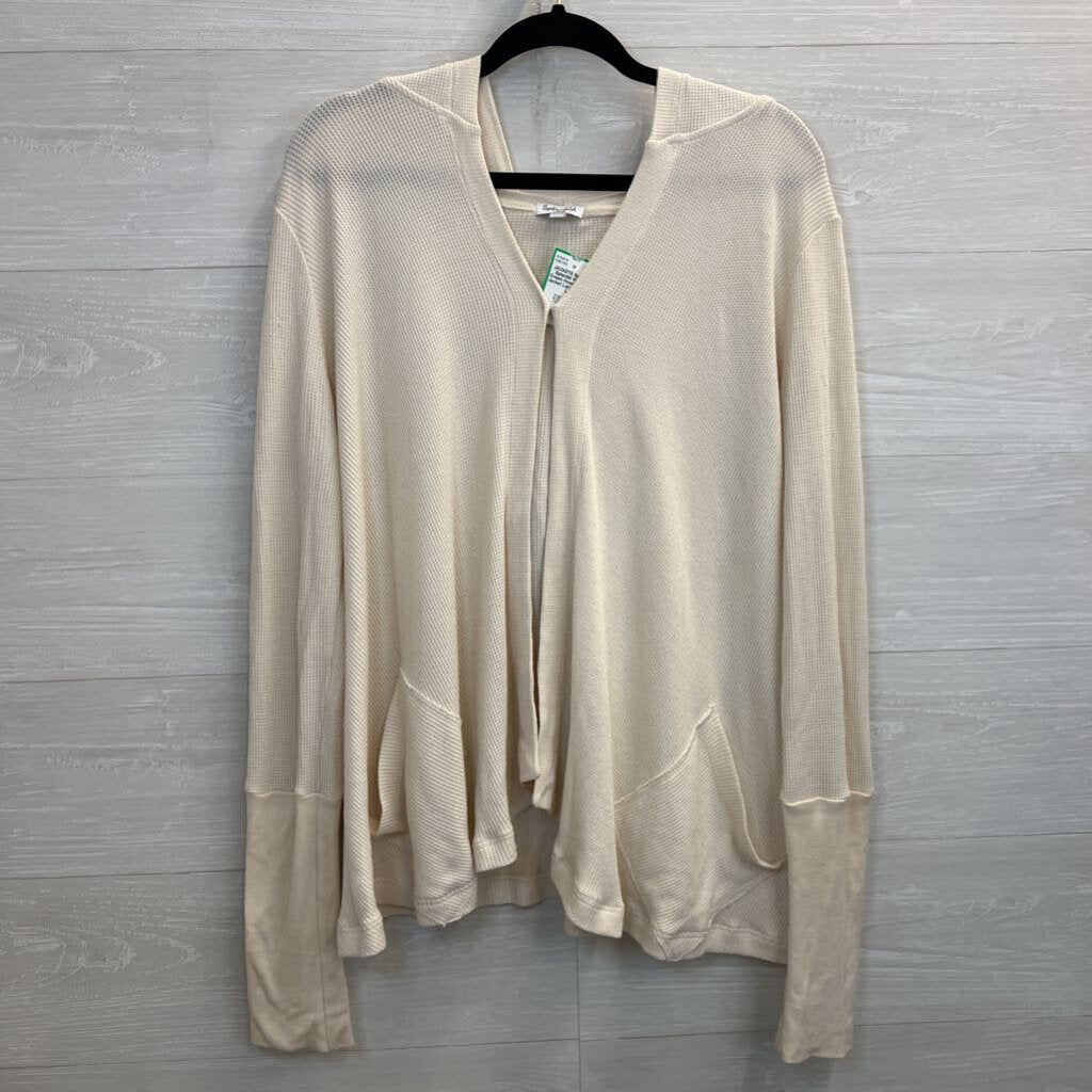 Splendid Waffle Cream Hooded Light Jacket Large
