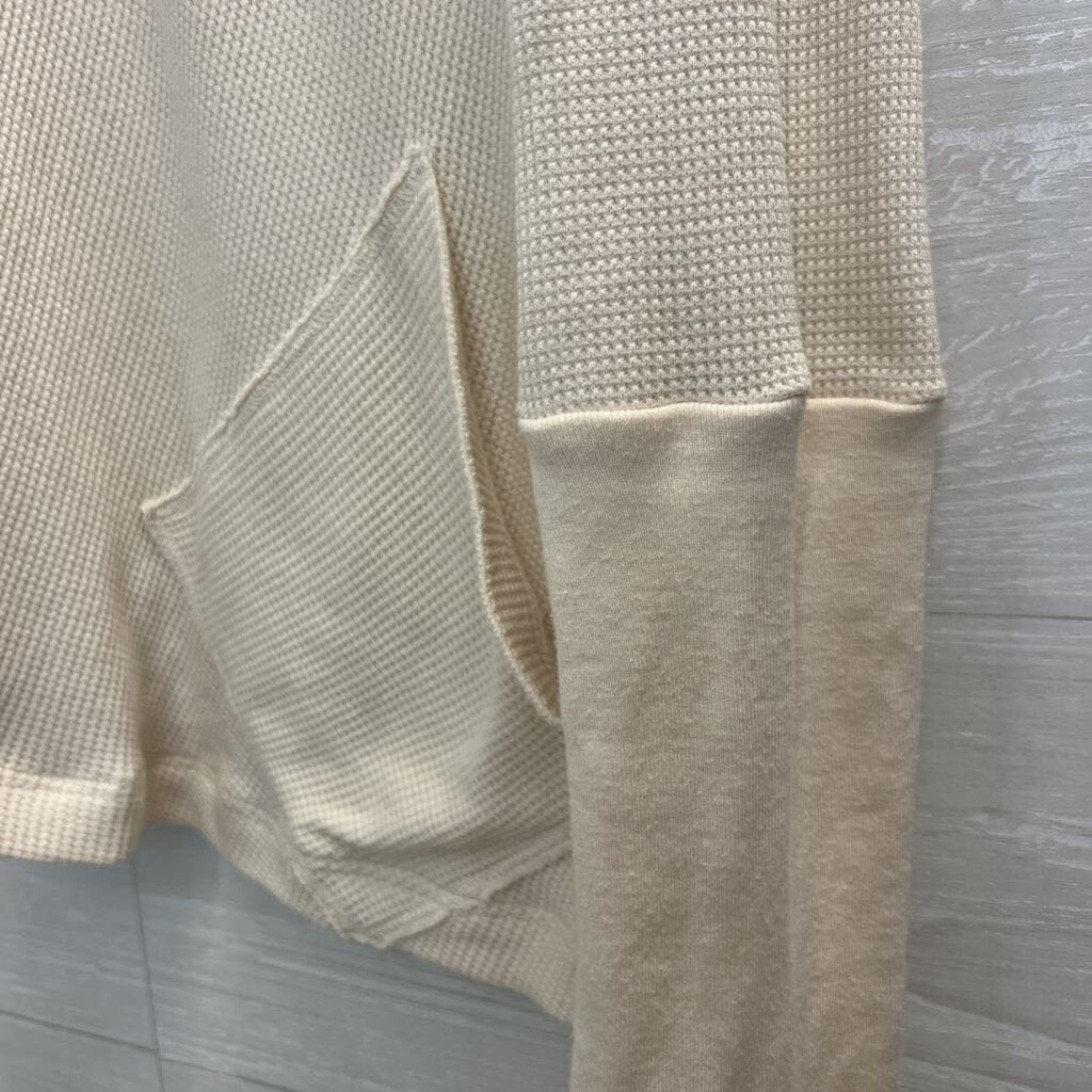 Splendid Waffle Cream Hooded Light Jacket Large