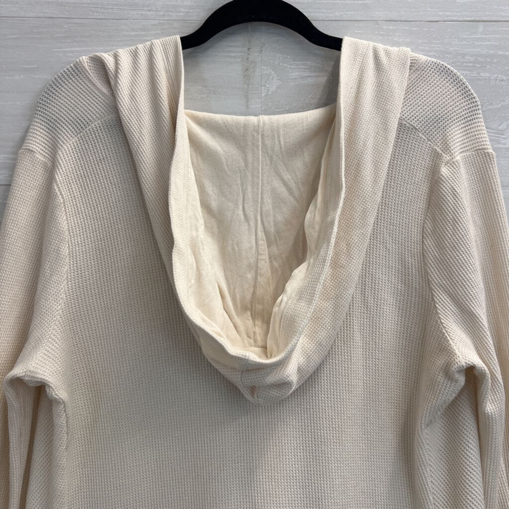 Splendid Waffle Cream Hooded Light Jacket Large