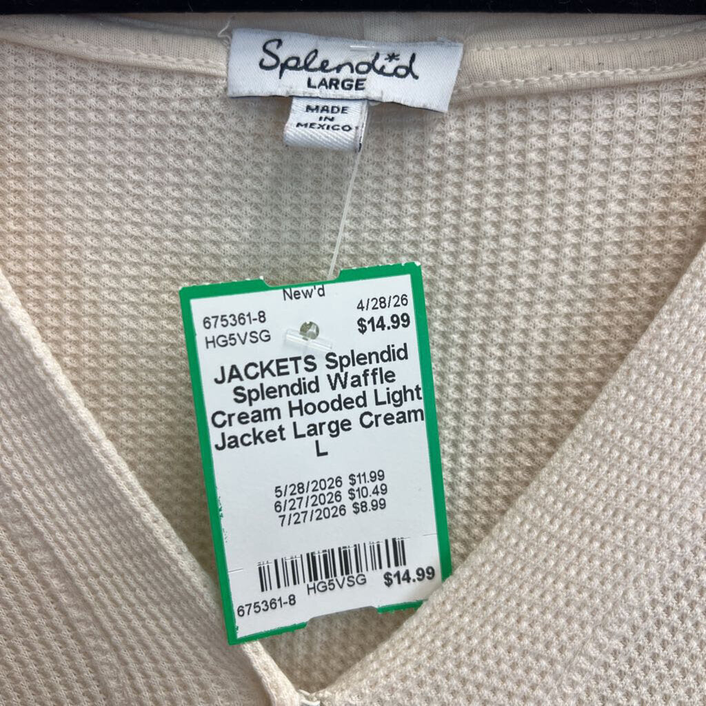 Splendid Waffle Cream Hooded Light Jacket Large