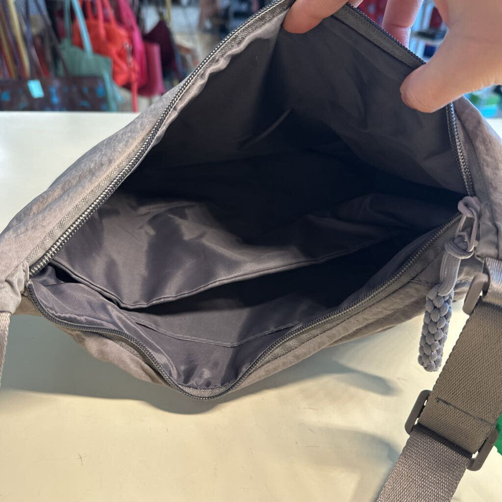 Grey Nylon Travel Body Hobo Bag