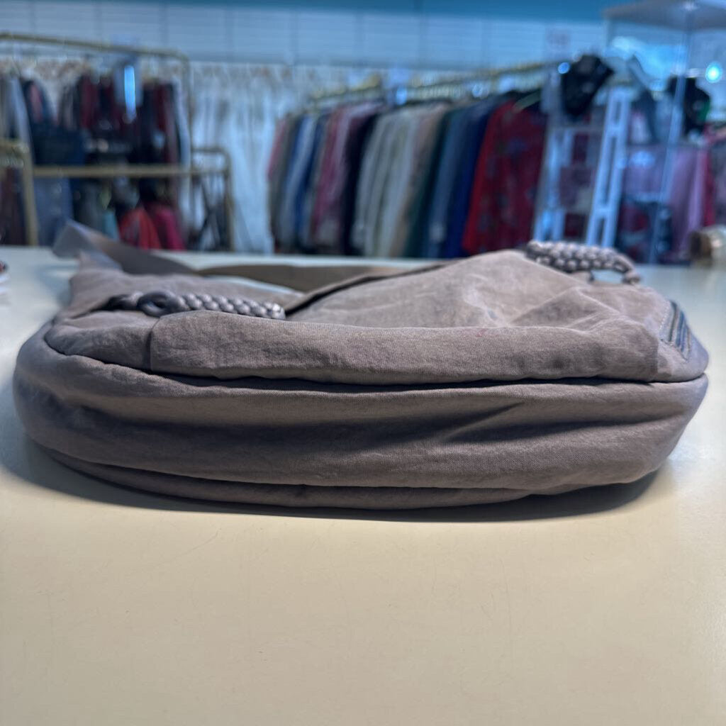 Grey Nylon Travel Body Hobo Bag