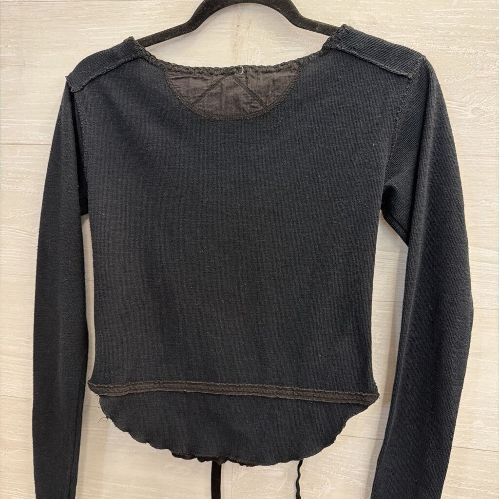 We The Free Black Cropped Long Sleeve Snap Front Top Small