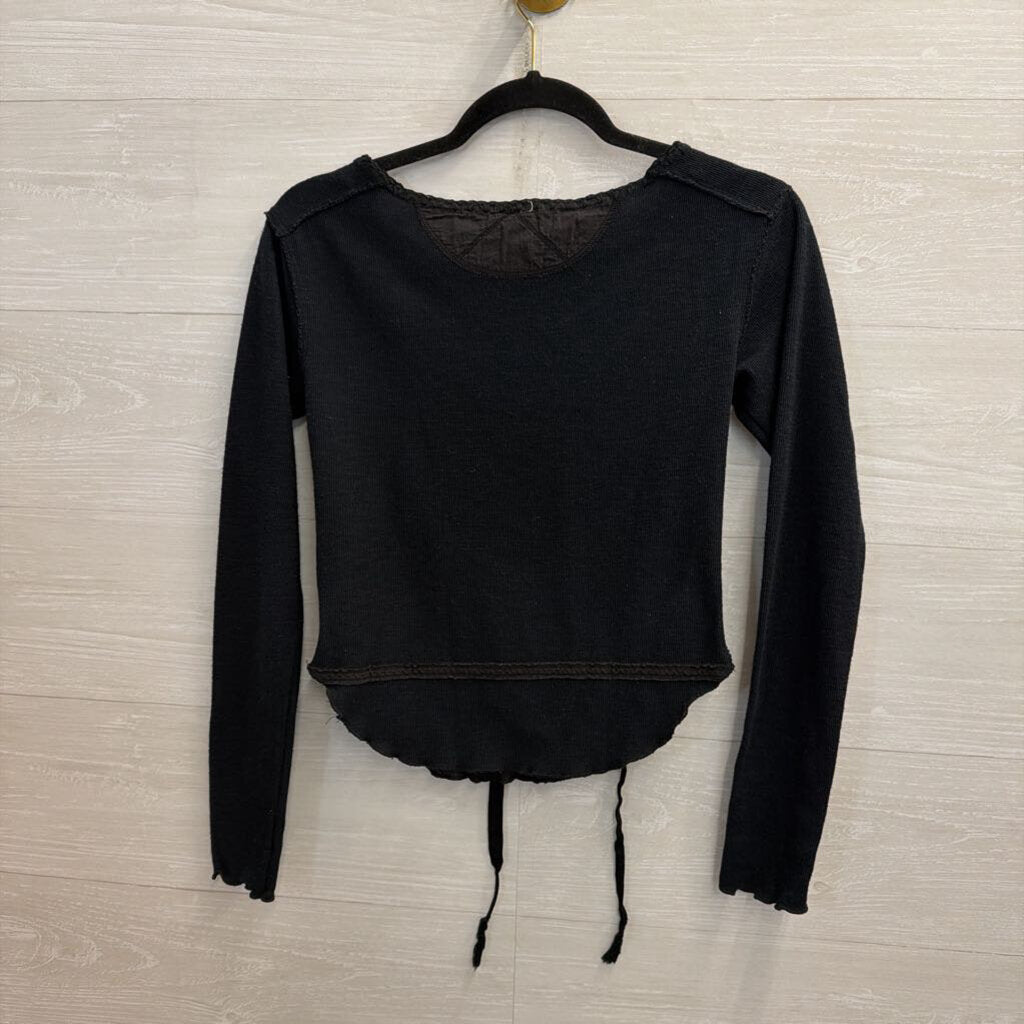 We The Free Black Cropped Long Sleeve Snap Front Top Small