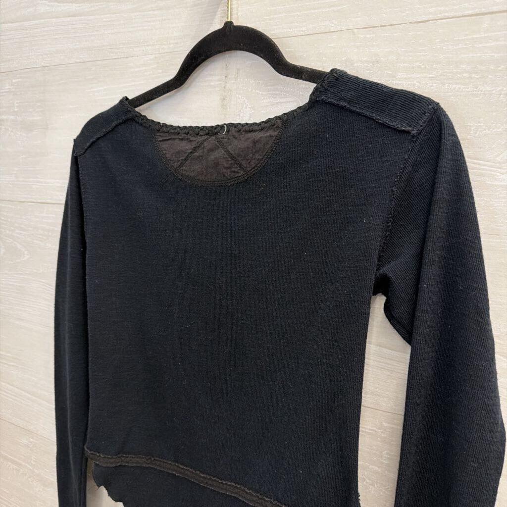 We The Free Black Cropped Long Sleeve Snap Front Top Small