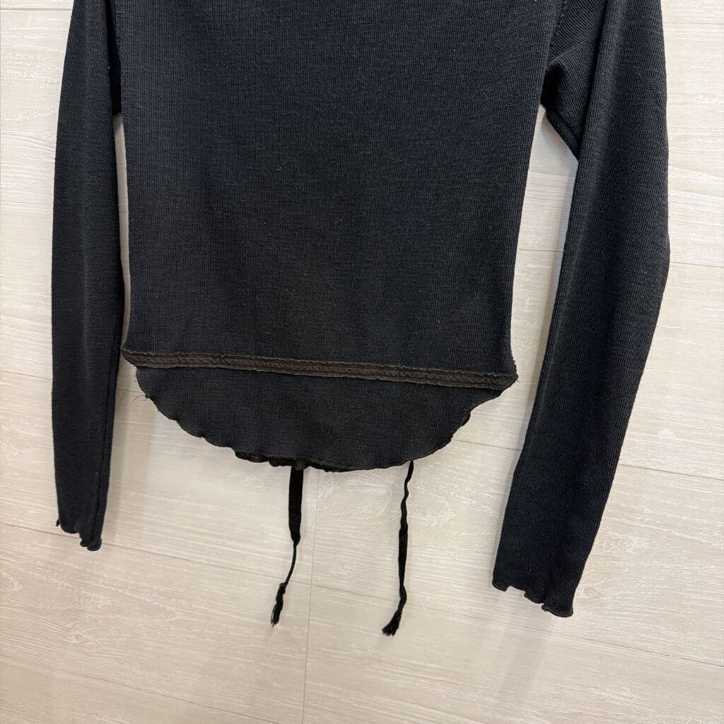 We The Free Black Cropped Long Sleeve Snap Front Top Small