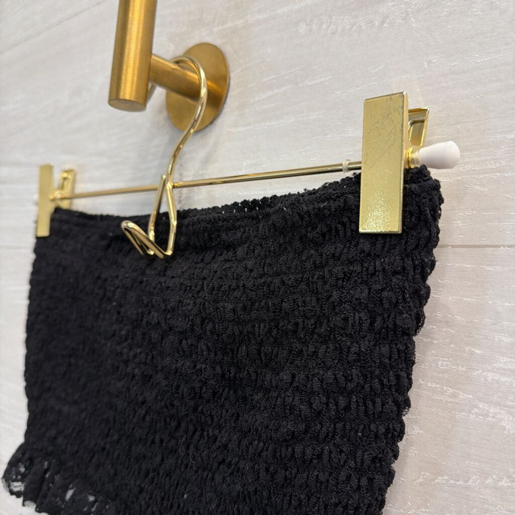 Intimately Free People Black Lace Strapless Cropped Bandeau Top Small