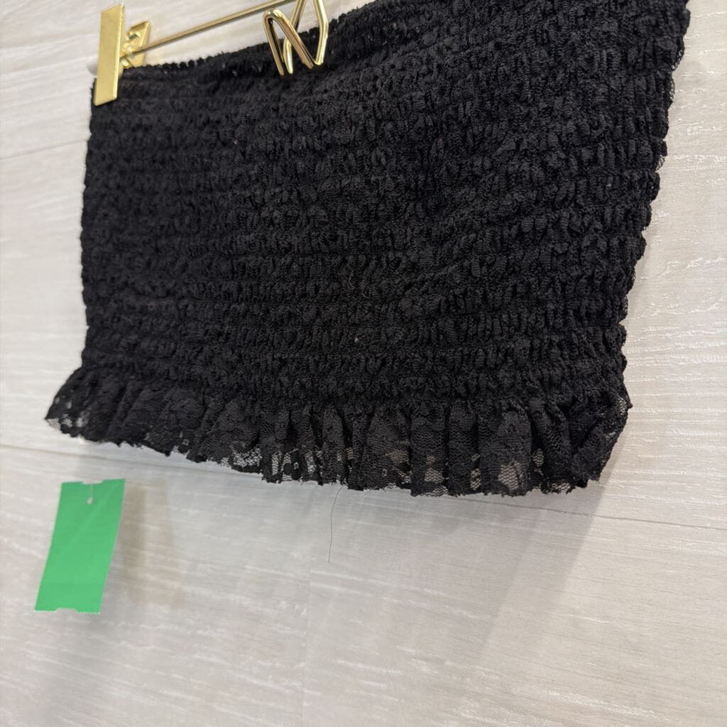Intimately Free People Black Lace Strapless Cropped Bandeau Top Small