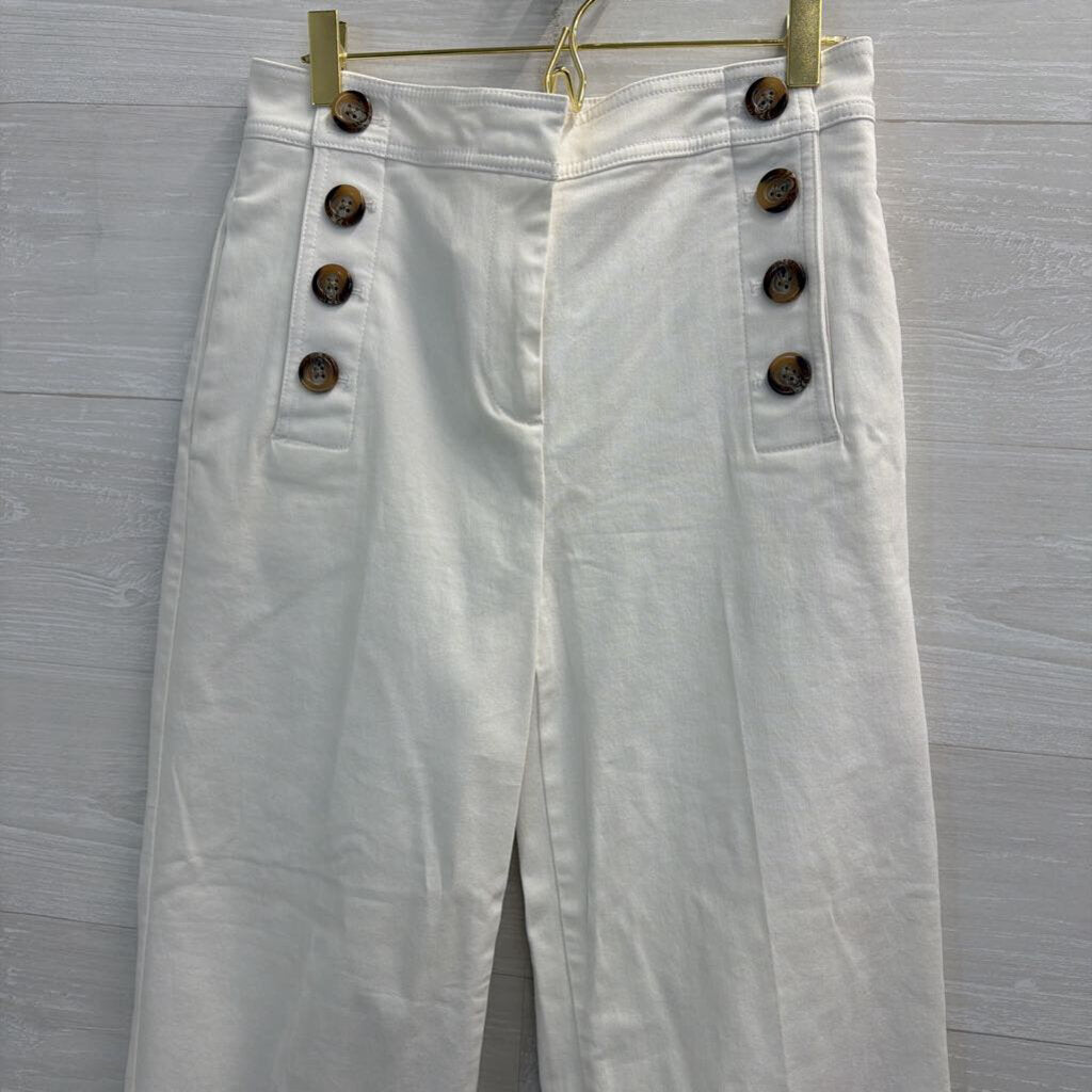 Ann Taylor White High Waisted Wide Leg Sailor Pants 4 Petite