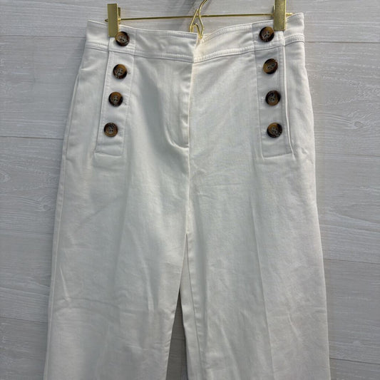 Ann Taylor White High Waisted Wide Leg Sailor Pants 4 Petite