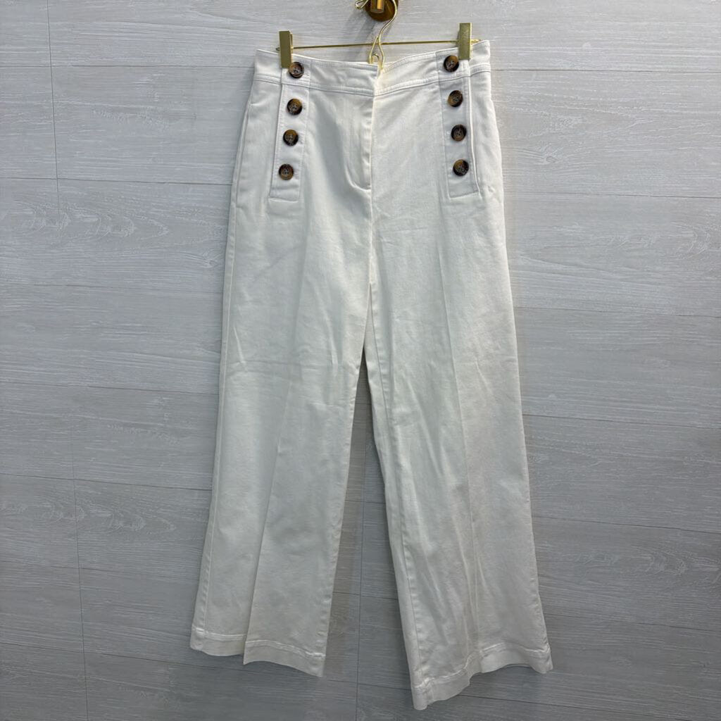 Ann Taylor White High Waisted Wide Leg Sailor Pants 4 Petite