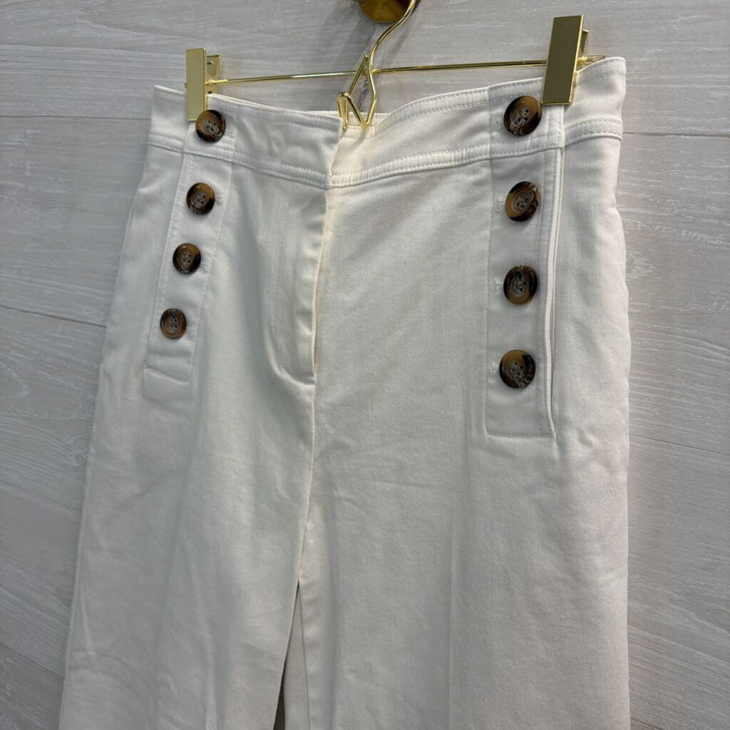 Ann Taylor White High Waisted Wide Leg Sailor Pants 4 Petite